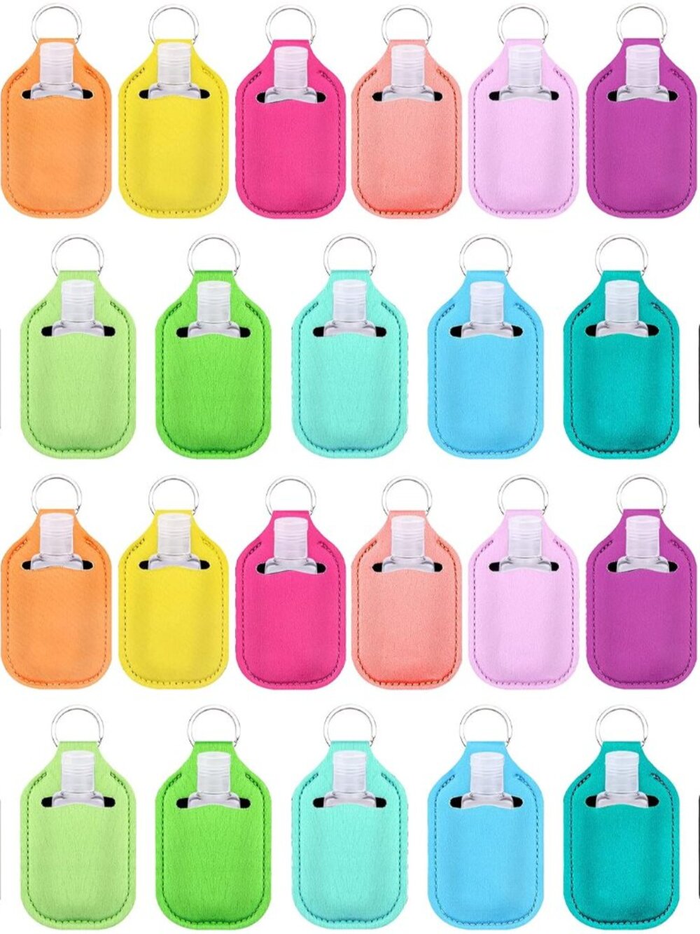 60 Pcs Hand Sanitizer Holder Keychain Empty Travel Bottle Set